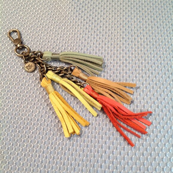 The Sak Leather Suede Tassel Purse Charm Clip - Rainbow - Picture 1 of 6